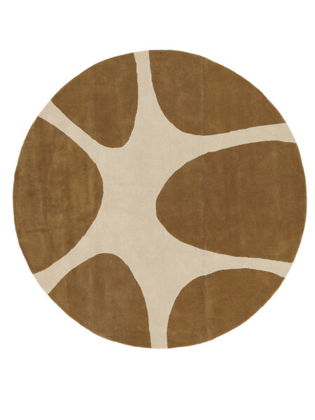  Ø 225 Stones Handtufted Rug Round Brown/Beige India Carpetvista