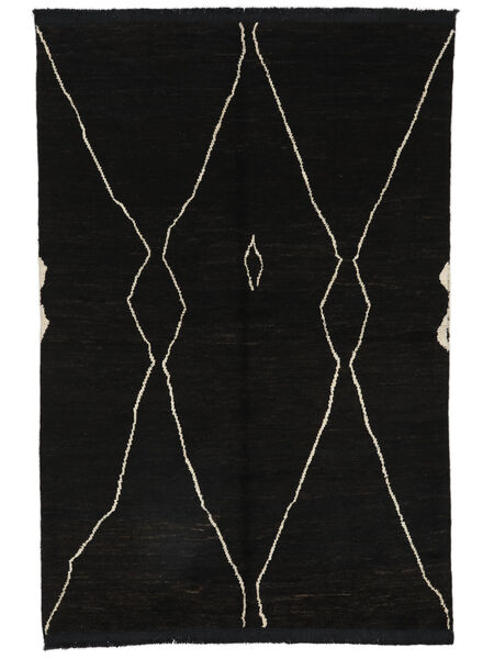 163X247 Berber Style Rug Modern Black (Wool, Afghanistan) Carpetvista