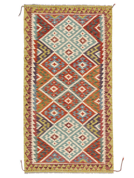 Orientalsk Kelim Afghan Old Style Teppe 101X190 Brun/Mørk Rød Ull, Afghanistan Carpetvista