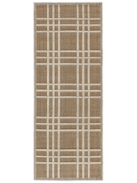 Rutan Indoor/Outdoor Rug Washable 80X200 Small Brown Checkered Runner