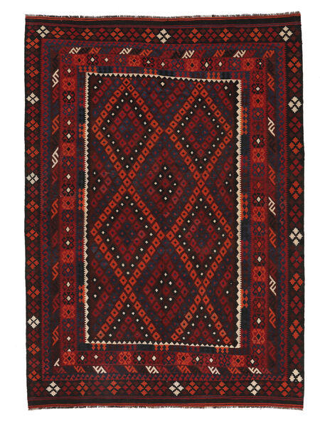 208X292 Kelim Maimane Teppich Orientalischer Schwarz/Dunkelrot (Wolle, Afghanistan) Carpetvista