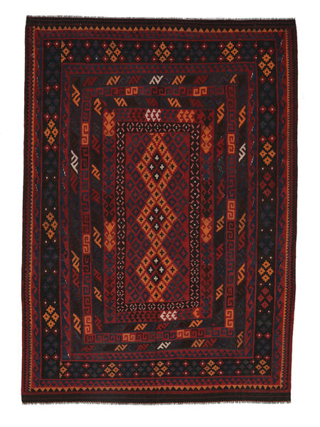 207X298 Kelim Maimane Teppich Orientalischer Schwarz/Dunkelrot (Wolle, Afghanistan) Carpetvista