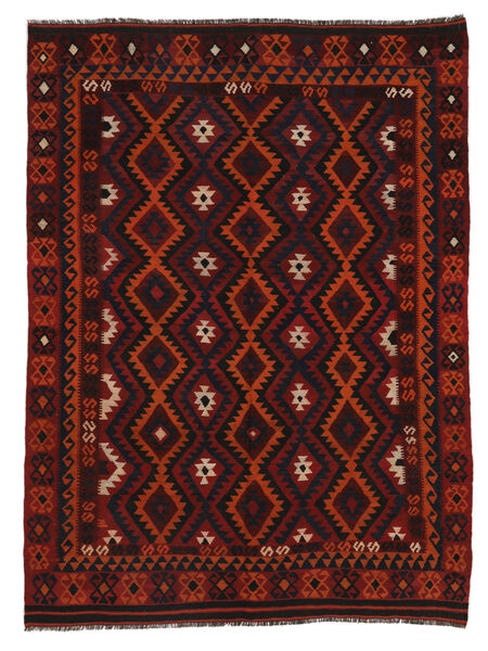 193X274 Kelim Maimane Teppich Orientalischer Schwarz/Dunkelrot (Wolle, Afghanistan) Carpetvista