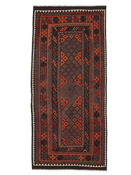 Kilim Maimane Rug 112X240 Black/Dark Red Wool, Afghanistan Carpetvista