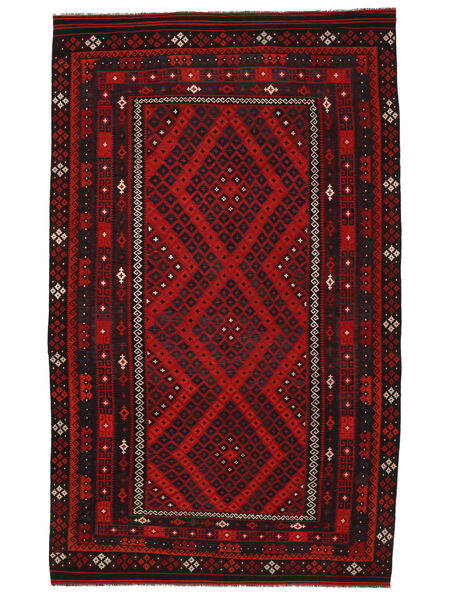  Orientalischer Kelim Maimane Teppich 302X490 Schwarz/Dunkelrot Großer Wolle, Afghanistan Carpetvista
