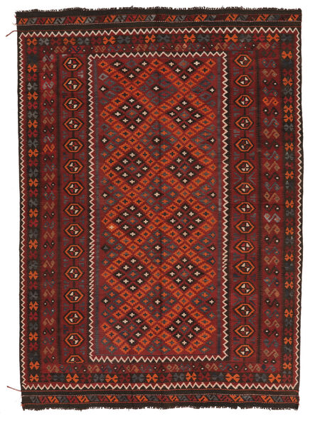 202X282 Kelim Maimane Teppich Orientalischer Schwarz/Dunkelrot (Wolle, Afghanistan) Carpetvista