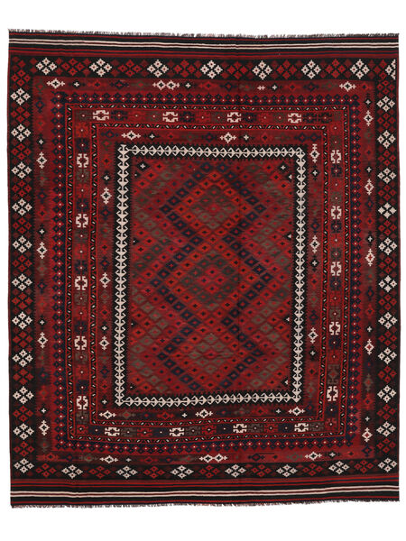 244X295 Kelim Maimane Teppich Orientalischer Schwarz/Dunkelrot (Wolle, Afghanistan) Carpetvista