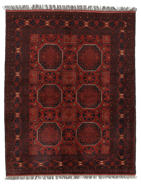 151X189 Tappeto Kunduz Orientale Nero/Rosso Scuro (Lana, Afghanistan) Carpetvista