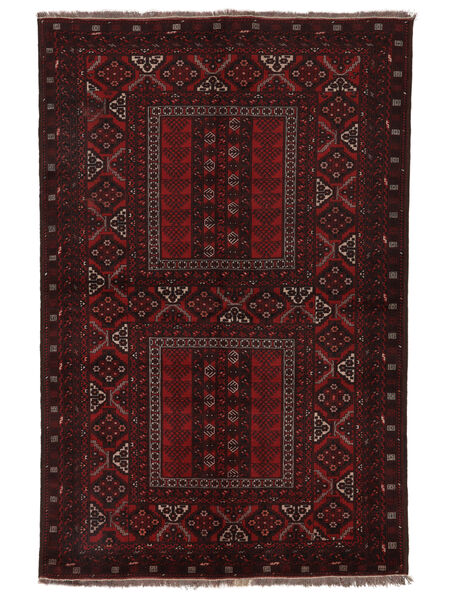 156X241 Kunduz Tæppe Orientalsk Sort/Mørkerød (Uld, Afghanistan) Carpetvista