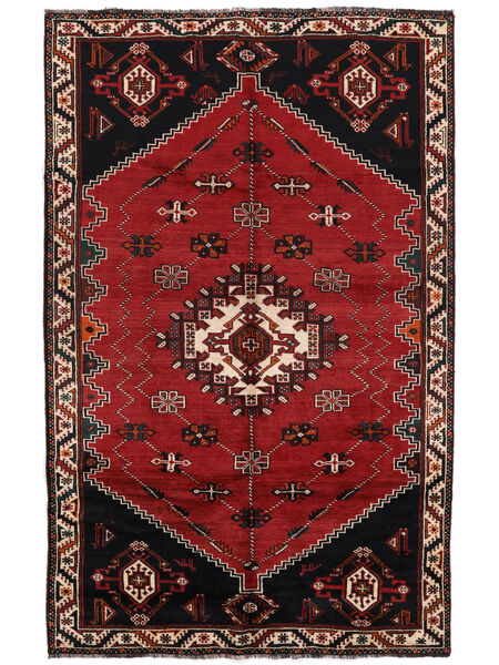 159X250 Alfombra Shiraz Oriental Negro/Rojo Oscuro (Lana, Persia/Irán) Carpetvista