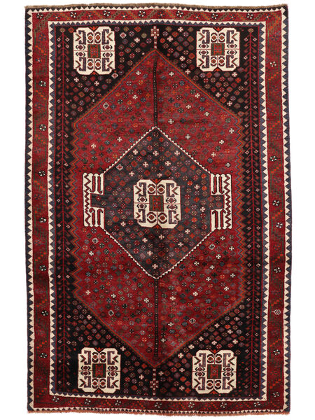  Oriental Shiraz Rug 158X248 Black/Dark Red Wool, Persia/Iran Carpetvista