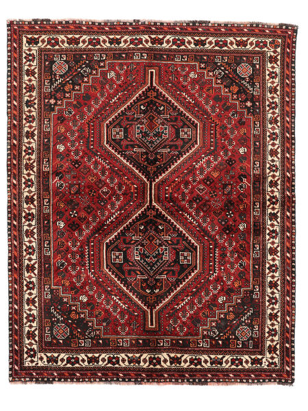 163X205 Χαλι Shiraz Ανατολής Μαύρα/Σκούρο Κόκκινο (Μαλλί, Περσικά/Ιρανικά) Carpetvista