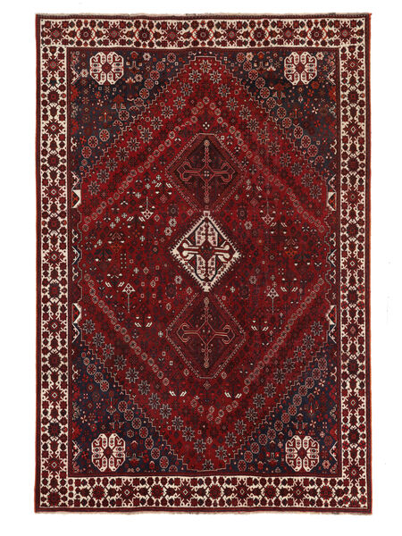 Tapis Shiraz 209X311 Noir/Rouge Foncé (Laine, Perse/Iran)