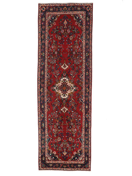 絨毯 ハマダン 105X320 廊下 カーペット ダークレッド/ブラック (ウール, ペルシャ/イラン)
