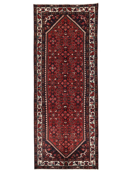 絨毯 ハマダン 109X280 廊下 カーペット ブラック/ダークレッド (ウール, ペルシャ/イラン)
