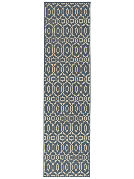 Zellige Indoor/Outdoor Rug Washable 80X300 Small Blue/Beige Runner