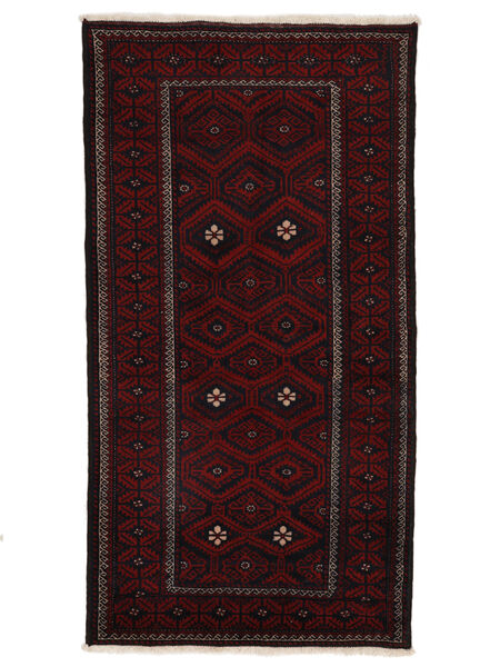  113X220 Belutsch Teppich Schwarz/Dunkelrot Persien/Iran Carpetvista