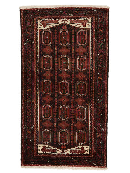 108X195 Baluch Fine Rug Oriental Black/Dark Red (Wool, Persia/Iran) Carpetvista