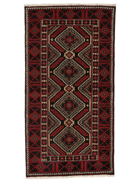  Oriental Baluch Rug 116X224 Black/Dark Red Wool, Persia/Iran Carpetvista