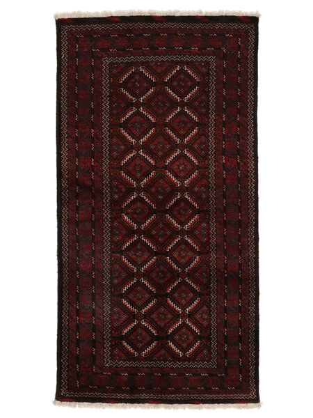 絨毯 バルーチ Fine 111X213 ブラック/茶色 (ウール, ペルシャ/イラン)