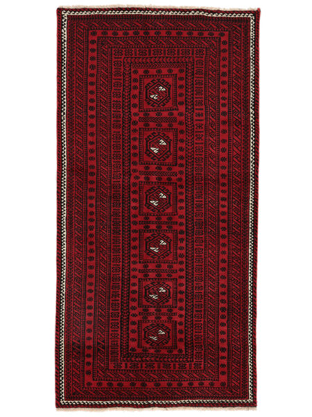 Dywan Beludż Fine 123X240 Czarny/Ciemnoczerwony (Wełna, Persja/Iran)