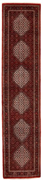 88X393 Bidjar Teppich Orientalischer Läufer Schwarz/Dunkelrot (Wolle, Persien/Iran)