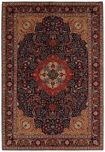  Orientalischer Täbriz 40 Teppich 202X292 Schwarz/Braun Wolle, Persien/Iran