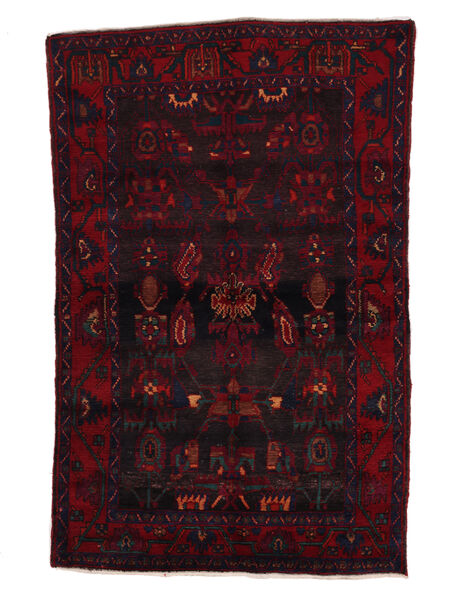 Tapete Oriental Hamadã 130X196 Preto/Vermelho Escuro (Lã, Pérsia/Irão)