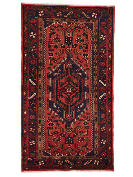 Zanjan Teppich 116X215 Schwarz/Dunkelrot Wolle, Persien/Iran Carpetvista