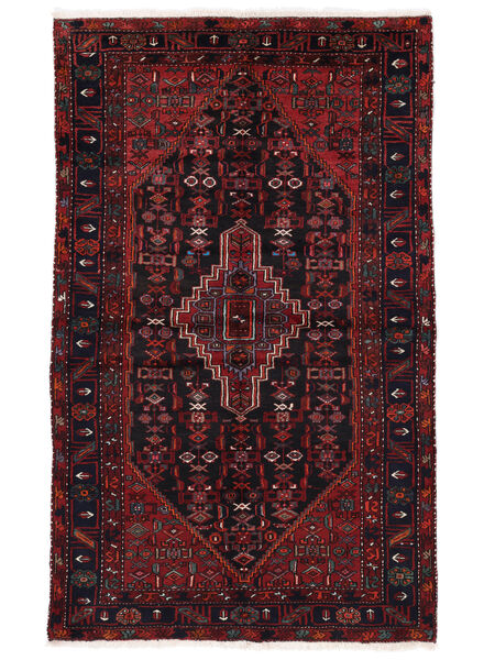 145X233 Tapete Oriental Hamadã Preto/Vermelho Escuro (Lã, Pérsia/Irão) Carpetvista