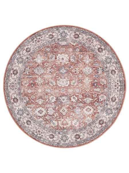 Galore Oriental Washable Ø 160 Terracotta/Beige Round Cotton Rug