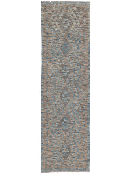  Orientalsk Kelim Afghan Old Style Tæppe 82X288Løber Mørkegrå/Brun Uld, Afghanistan Carpetvista