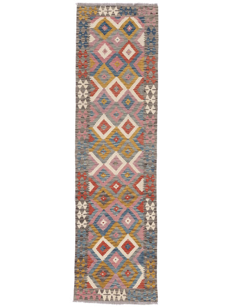  Kilim Afghan Old Style Tappeto 81X291 Di Lana Marrone/Grigio Scuro Piccolo Carpetvista