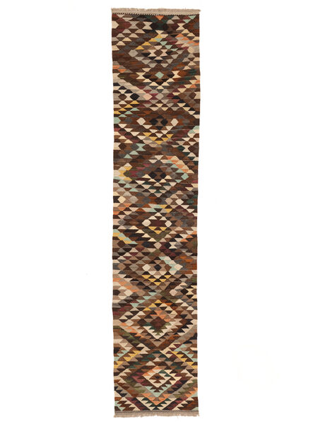 絨毯 キリム Ariana Trend 82X393 廊下 カーペット 茶色/ブラック (ウール, アフガニスタン)