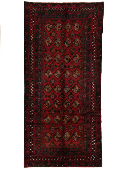  Balúchi Tapete 155X330 Lã Preto/Vermelho Escuro Pequeno Carpetvista
