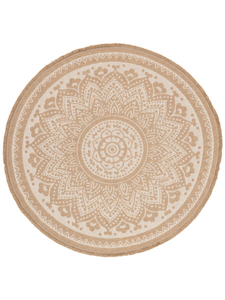  Washable Indoor/Outdoor Rug Ø 160 Minelli Fringes White/Beige Round