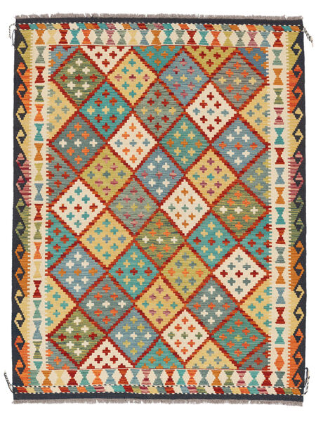 150X195 Tappeto Orientale Kilim Afghan Old Style Arancione/Rosso Scuro (Lana, Afghanistan) Carpetvista