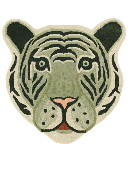 Fun Tiger - Green 100 x 100 cm Wool Rug - Rugvista