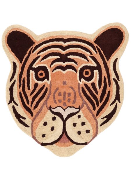  100X100 Kids Rug Small Fun Tiger - Coral Red Wool