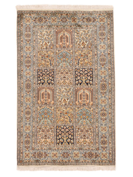  Orientalsk Kashmir Pure Silke Tæppe 97X151 Brun/Beige Silke, Indien Carpetvista