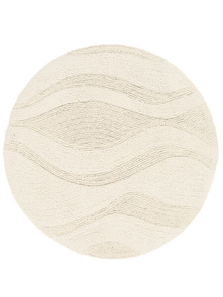 Breeze Bath Mat White Ø 90 Round Plain (Single Colored) Cotton Washable