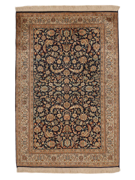 83X124 絨毯 オリエンタル カシミール ピュア シルク 24/24 Quality 茶色/ブラック (絹, インド) Carpetvista