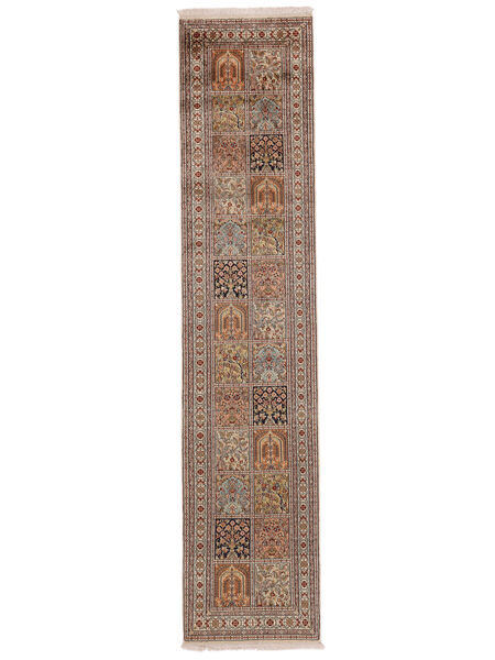 66X298 絨毯 オリエンタル カシミール ピュア シルク 廊下 カーペット 茶色 (絹, インド) Carpetvista