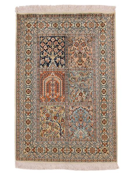  Orientalisk Kashmir Äkta Silke Matta 65X96 Brun/Svart Silke, Indien Carpetvista