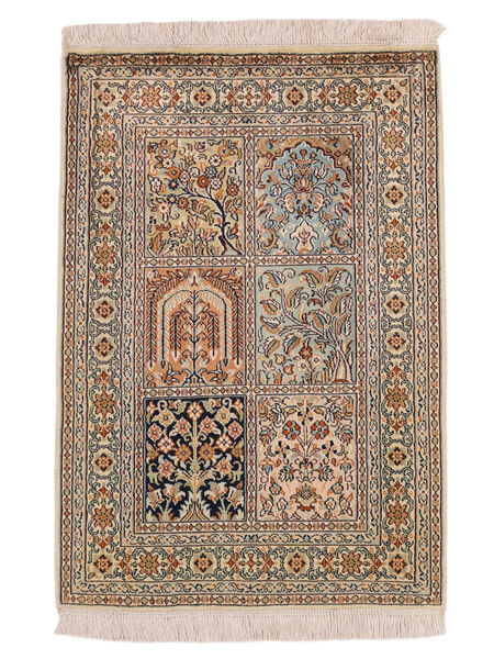  Orientalischer Kaschmir Reine Seide Teppich 65X93 Braun/Orange Seide, Indien Carpetvista