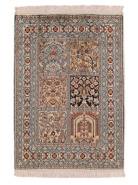 66X91 Kashmir Äkta Silke Matta Orientalisk Brun/Svart (Silke, Indien) Carpetvista