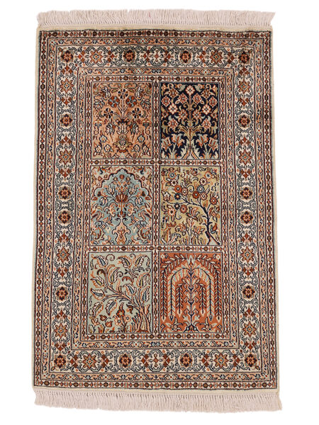 絨毯 カシミール ピュア シルク 64X95 茶色/ブラック (絹, インド)