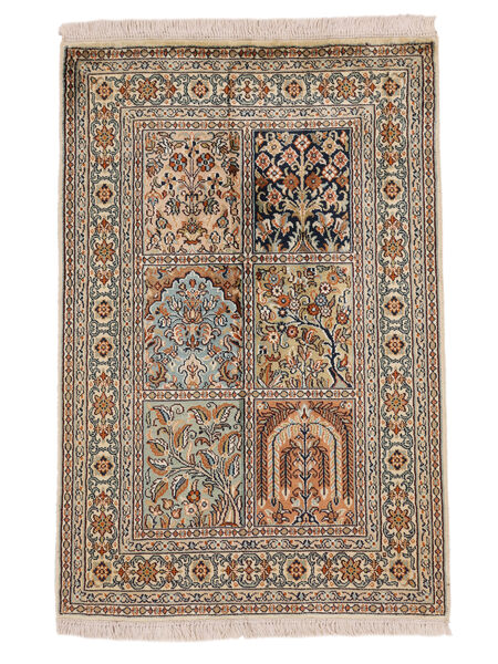絨毯 オリエンタル カシミール ピュア シルク 65X93 茶色/オレンジ (絹, インド)