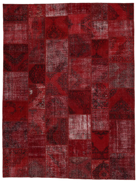 302X402 Tapete Patchwork - Turkiet Moderno Vermelho Escuro/Preto Grande (Lã, Turquia) Carpetvista
