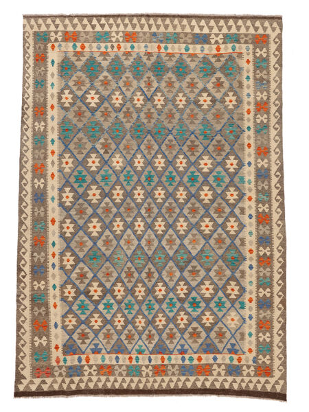  Kilim Afghan Old Style Rug 203X292 Wool Brown/Orange Carpetvista
